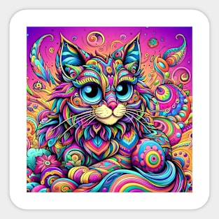 Psychedelic Cat #3 Sticker